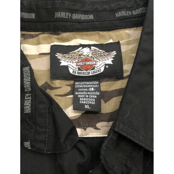 Harley Davidson Mens XL Embroidered Short Sleeve Button Up Shirt Black - Picture 4 of 7